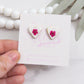 Pressed Flower Heart Clay Stud Earrings