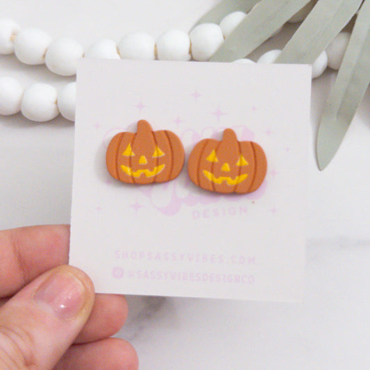 Jack O Lantern Acrylic Stud Earrings