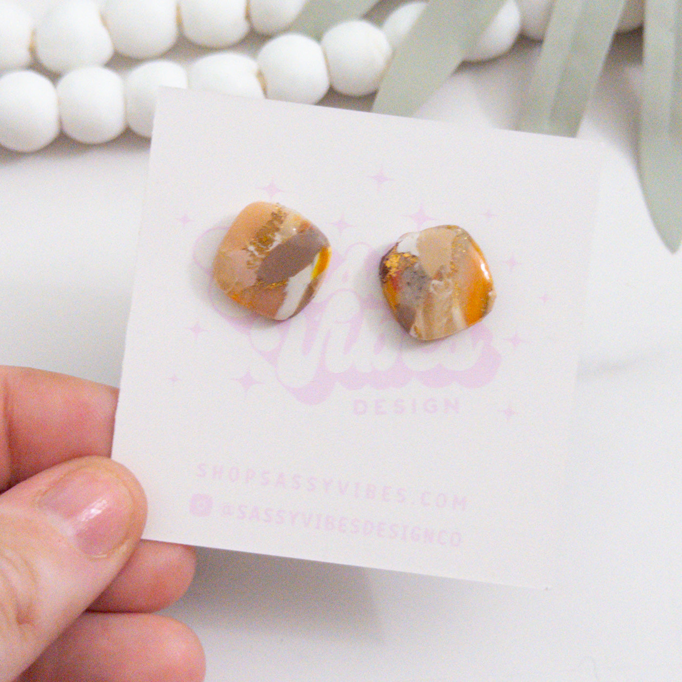 Autumn Marble Clay Stud Earrings