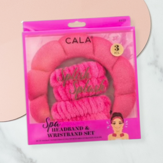 CALA Hot Pink Spa Headband & Wristband Set