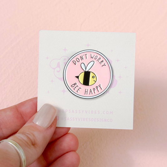 Bee Happy Enamel Pin