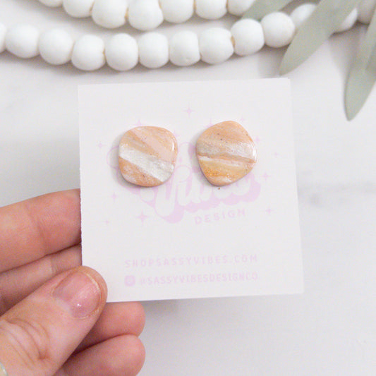 Blush Marble Clay Stud Earrings