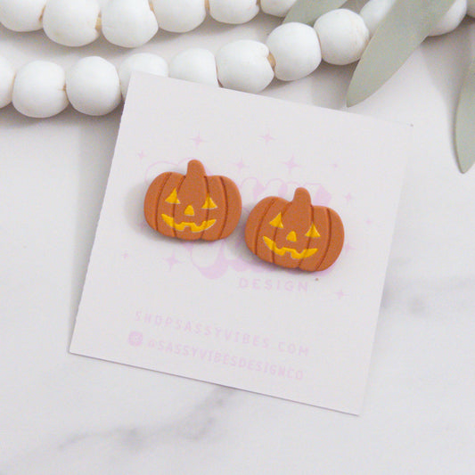 Jack O Lantern Acrylic Stud Earrings