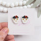 Floral Sugar Skull Clay Stud Earrings Dark