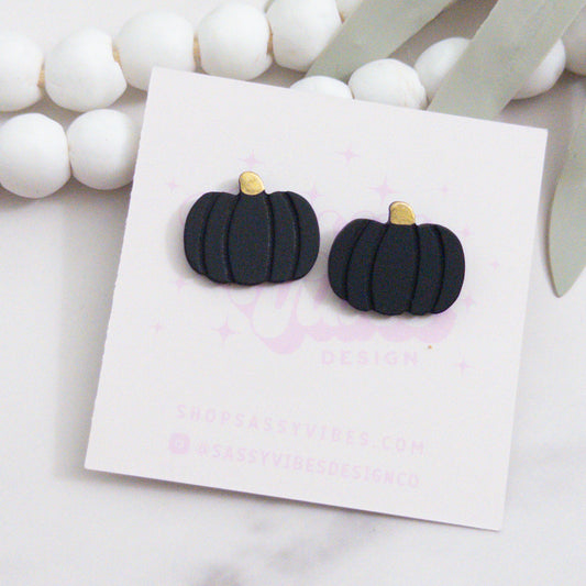 Black Pumpkin Acrylic Stud Earrings