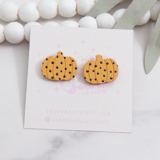 Polka Dot Pumpkin Acrylic Stud Earrings