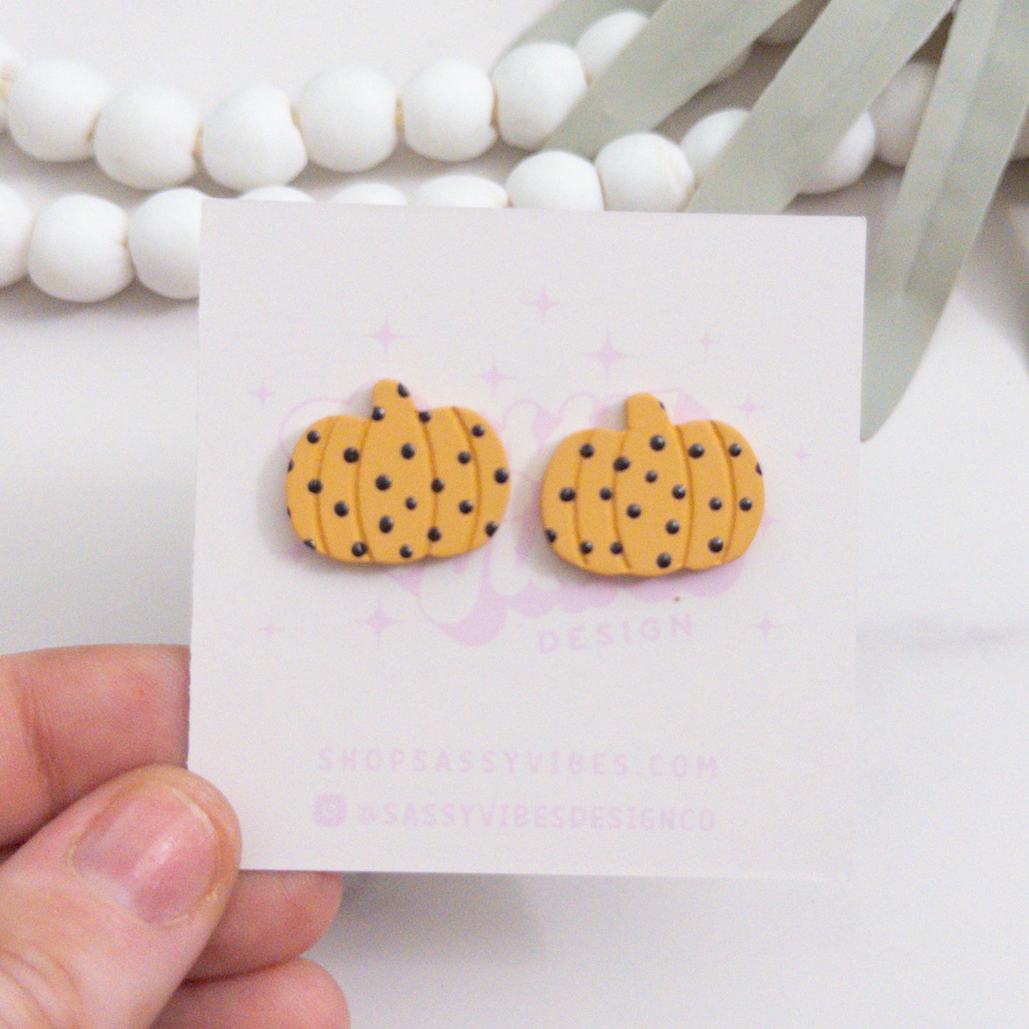 Polka Dot Pumpkin Acrylic Stud Earrings