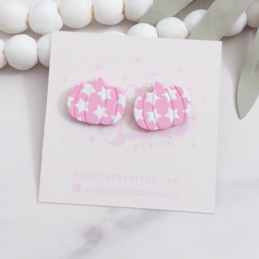 Pink Star Pumpkin Acrylic Stud Earrings