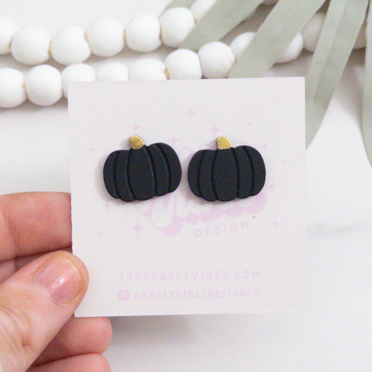 Black Pumpkin Acrylic Stud Earrings