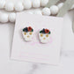 Floral Sugar Skull Clay Stud Earrings Dark