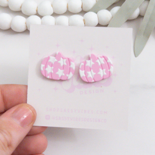 Pink Star Pumpkin Acrylic Stud Earrings