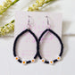 Black Seed Bead Daisy Hoop Earrings