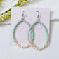 Sage Seed Bead Pearl Hoop Earrings