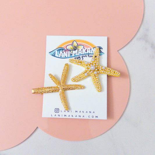 Sparkling Starfish Hair Clips