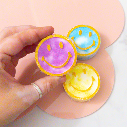 3 Pack Happy Face Shower Steamers Lemongrass Rosemary Lavender Scents