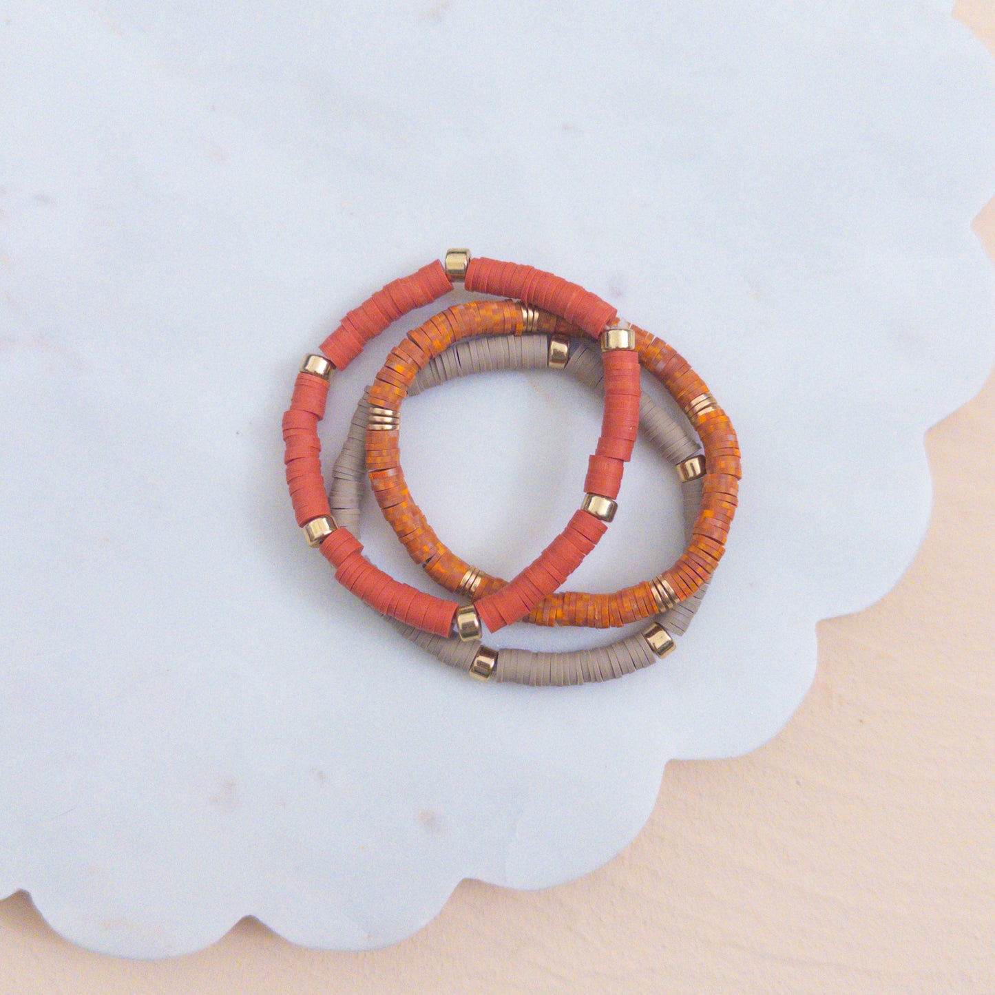 Pumpkin Spice Beaded Bracelet Stack