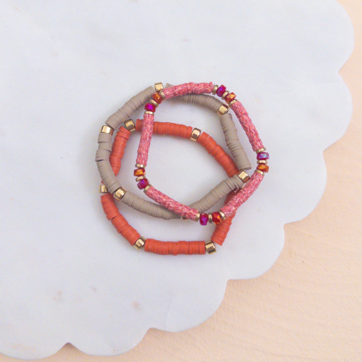 Autumn Spice Beaded Bracelet Stack