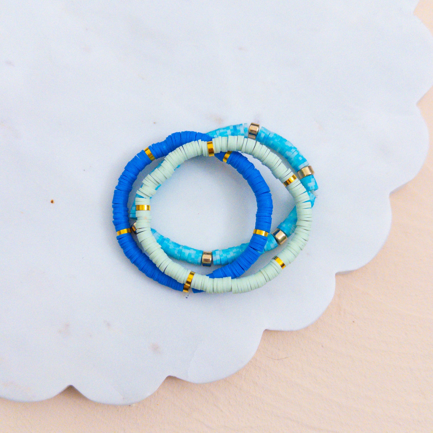 Blue Beaded Bracelet Stack