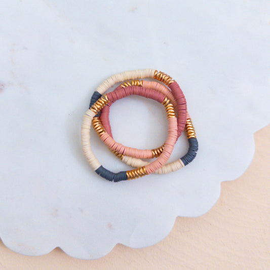 Rose Colorblock Beaded Bracelet Stack