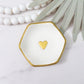 Gold Heart White Speckled Clay Ring Bowl