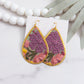 Sage Embroidered Teardrop Statement Earrings