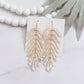 Resin Leaf Dangle Statement Earrings White