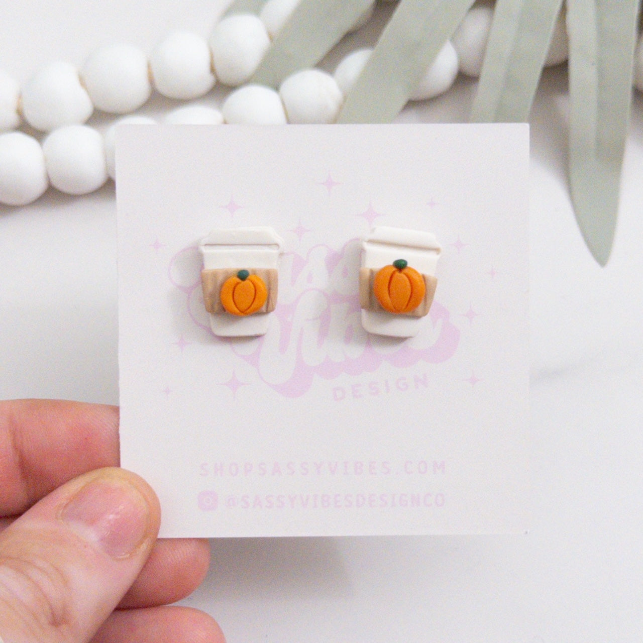 Pumpkin Spice Latte Clay Stud Earrings