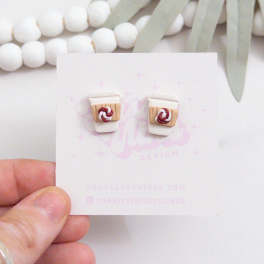 Peppermint Latte Clay Stud Earrings