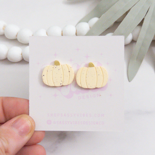 Speckled Cream Pumpkin Acrylic Stud Earrings