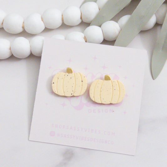 Speckled Cream Pumpkin Acrylic Stud Earrings