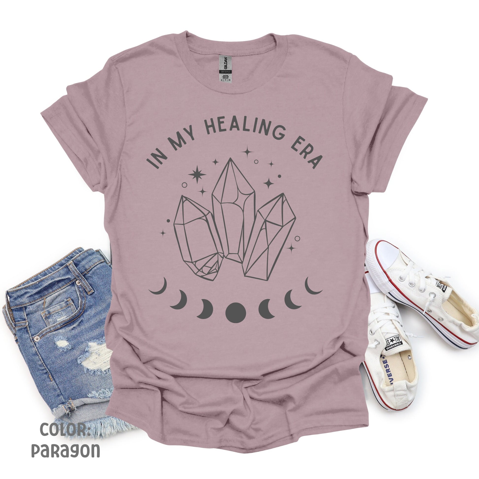 In My Healing Era Moon Phase Shirt | Mystical Shirt Crystal Shirt Crystal Lover Gift Self Care Shirt Mental Health Shirt Spiritual Shirt