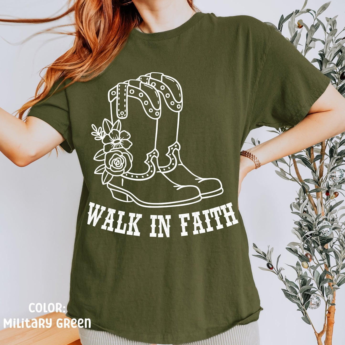 Walk By Faith Cowgirl Boots Shirt | Bible Verse Shirt Faith Based Shirt Nashville Shirt Western Shirt Christian Cowgirl Christian Streetwear