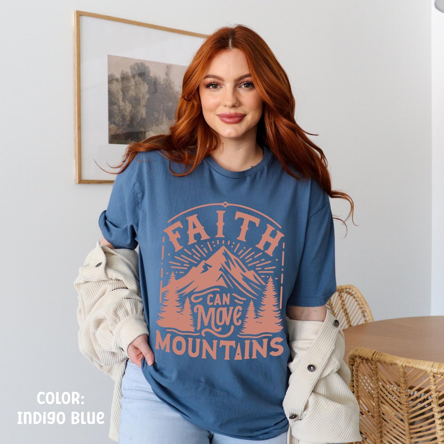 Faith Can Move Mountains Shirt Faith Shirt Christian Graphic Tee Christian Streetwear Preppy Stuff Mountain Shirt Christian Merch Faith Tee