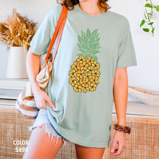 Pineapple Shirt Aloha Shirt Coconut Girl Beachy Shirts Hawaiian Flower Puakenikeni Hawaiian Shirt Ocean Inspired Style Tropical Flower