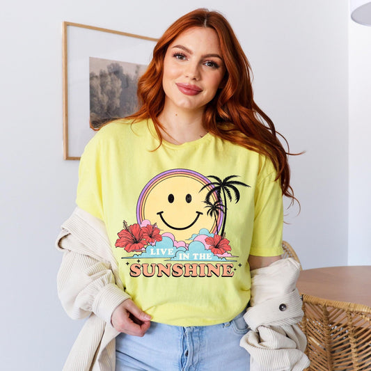 Sunshine Shirt | California Shirt Happy Face Here Comes the Sun Good Vibes Shirt Smiley Face Live in the Sunshine Ocean Inspired Style