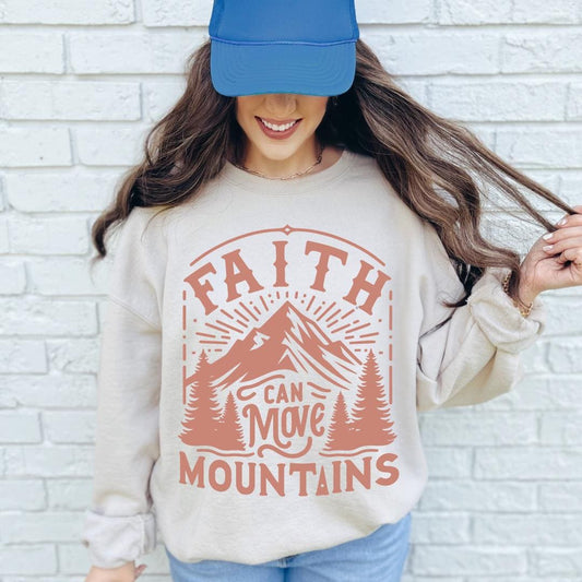 Faith Can Move Mountains Sweatshirt Christian Crewneck Christian Streetwear Cottage Core Sweatshirt Faith Sweatshirt Christian Sweatshirt