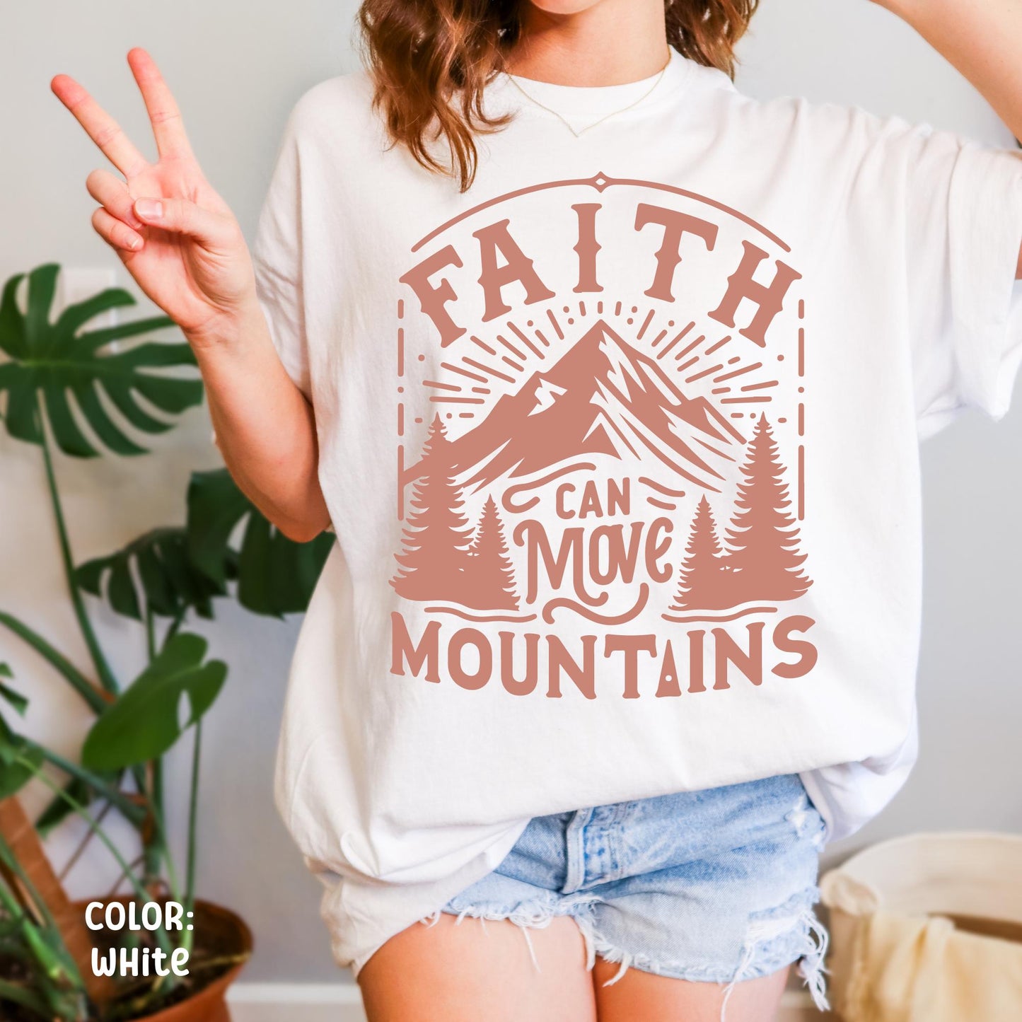 Faith Can Move Mountains Shirt Faith Shirt Christian Graphic Tee Christian Streetwear Preppy Stuff Mountain Shirt Christian Merch Faith Tee