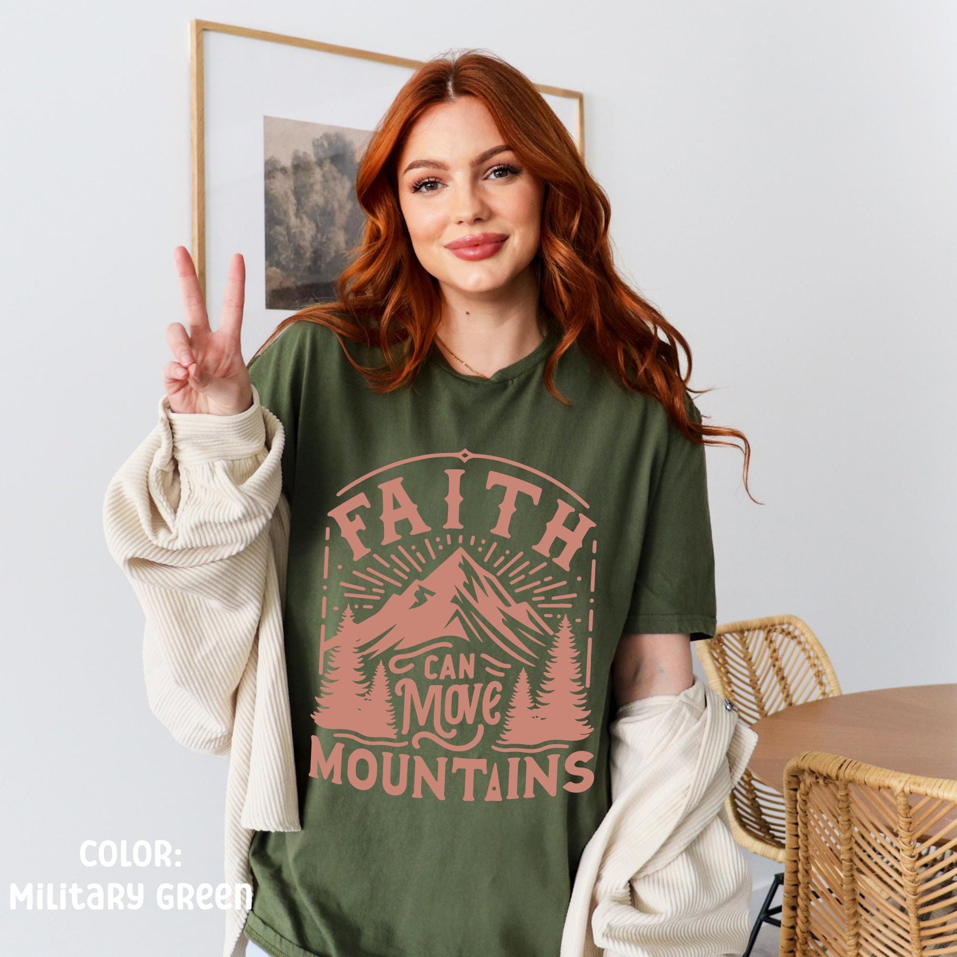 Faith Can Move Mountains Shirt Faith Shirt Christian Graphic Tee Christian Streetwear Preppy Stuff Mountain Shirt Christian Merch Faith Tee