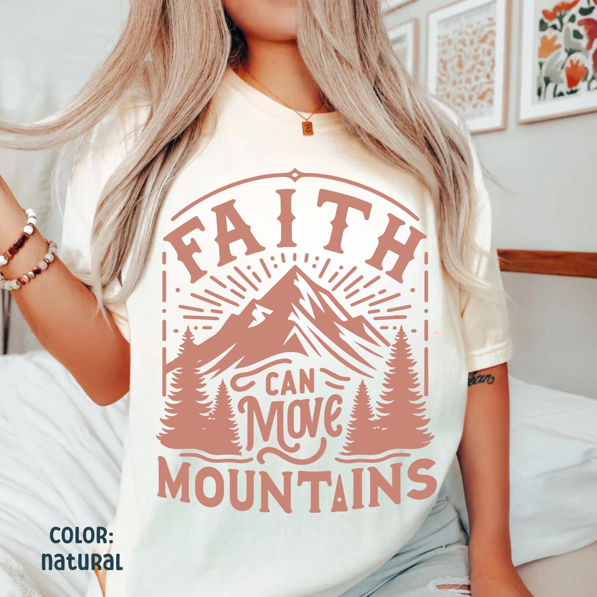 Faith Can Move Mountains Shirt Faith Shirt Christian Graphic Tee Christian Streetwear Preppy Stuff Mountain Shirt Christian Merch Faith Tee