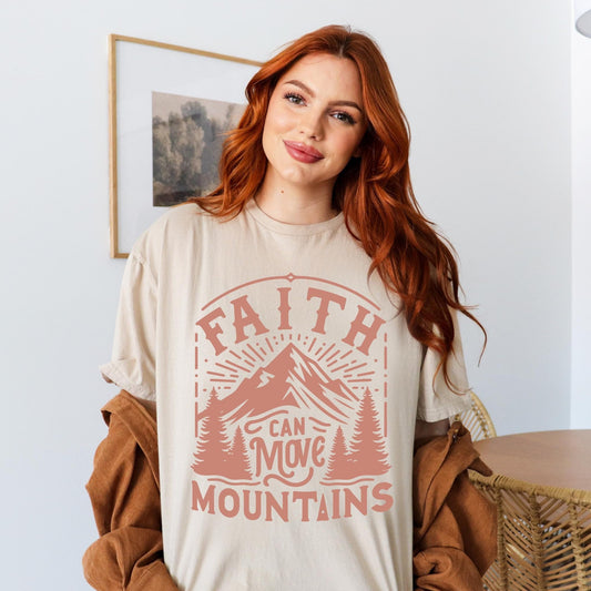 Faith Can Move Mountains Shirt Faith Shirt Christian Graphic Tee Christian Streetwear Preppy Stuff Mountain Shirt Christian Merch Faith Tee