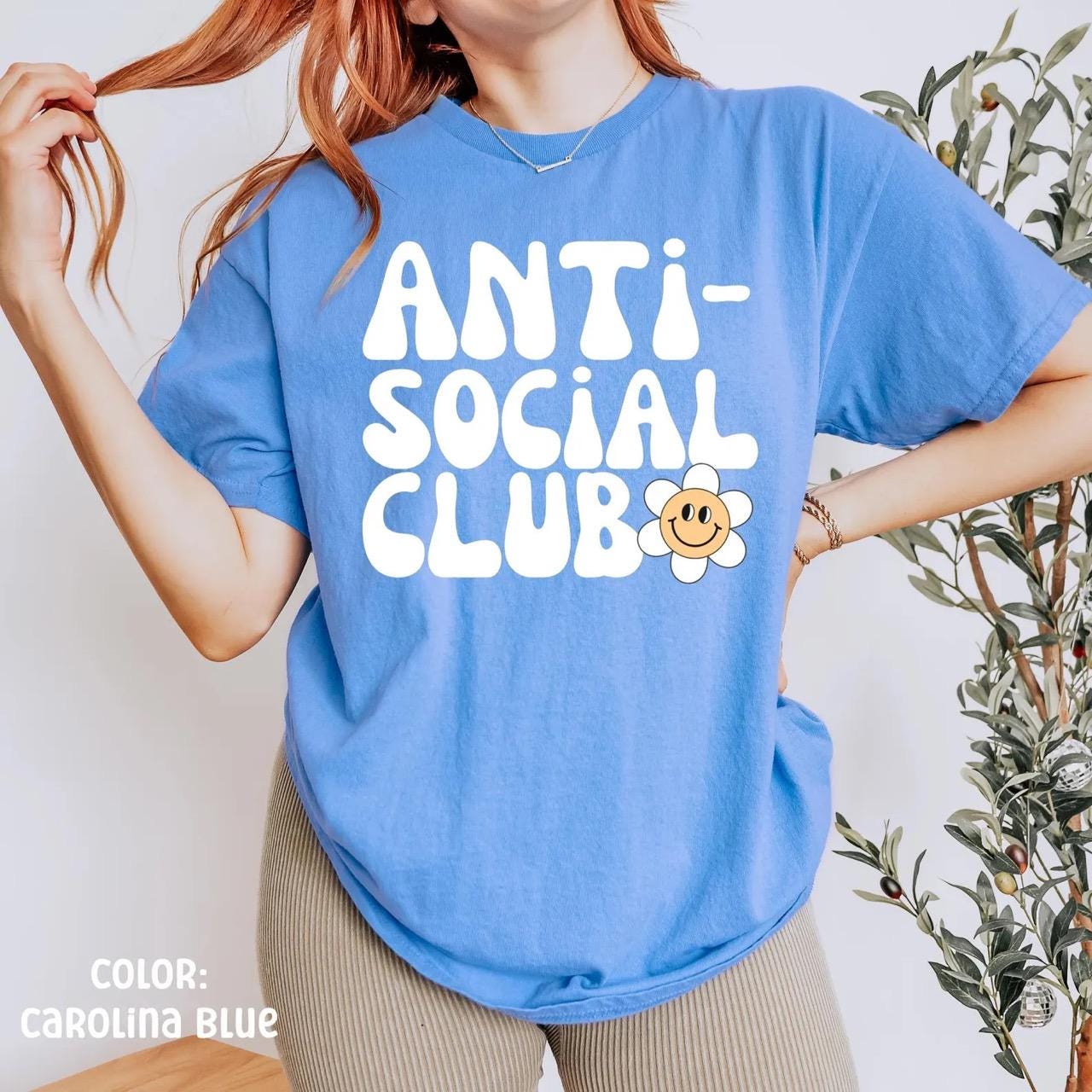 Anti Social Club Introvert Shirt | Neurodiversity Shirt Anxiety Shirt Homebody Shirt Smiley Face Shirt Mental Health Shirt Ironic Shirt