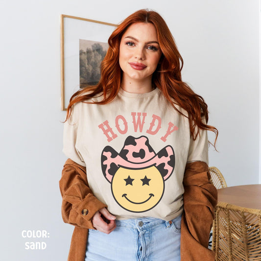 Howdy Smiley Face Cowgirl Shirt Cowboy Shirt Western Shirt Nashville Shirt Western Graphic Shirt Country Song Shirt