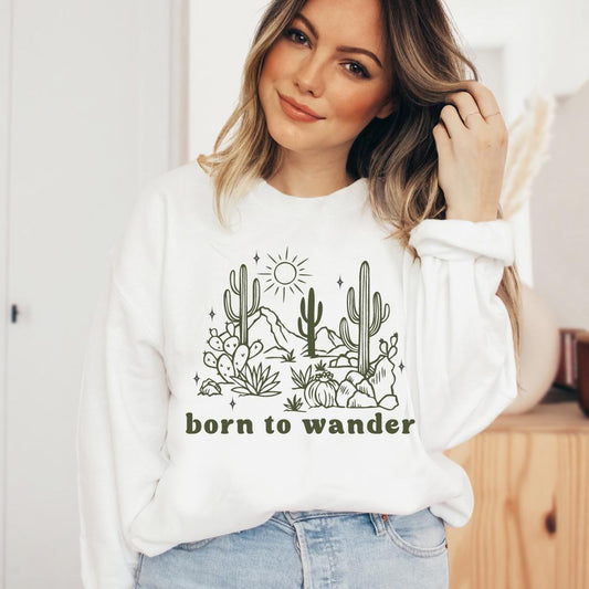 Born to Wander Sweatshirt Christian Crewneck Christian Streetwear Cottage Core Sweatshirt Faith Sweatshirt Christian Sweatshirt Wanderlust