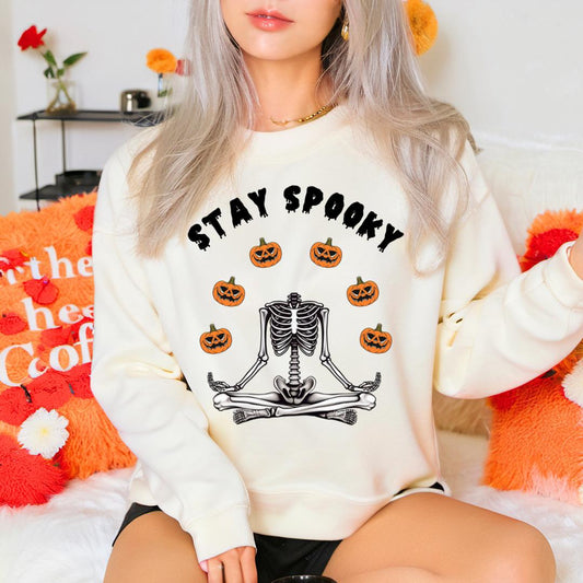 Stay Spooky Skeleton Sweatshirt | Halloween Crewneck Sweatshirt Spooky Sweatshirt Pumpkin Sweatshirt Jack O Lantern Fall Sweatshirt