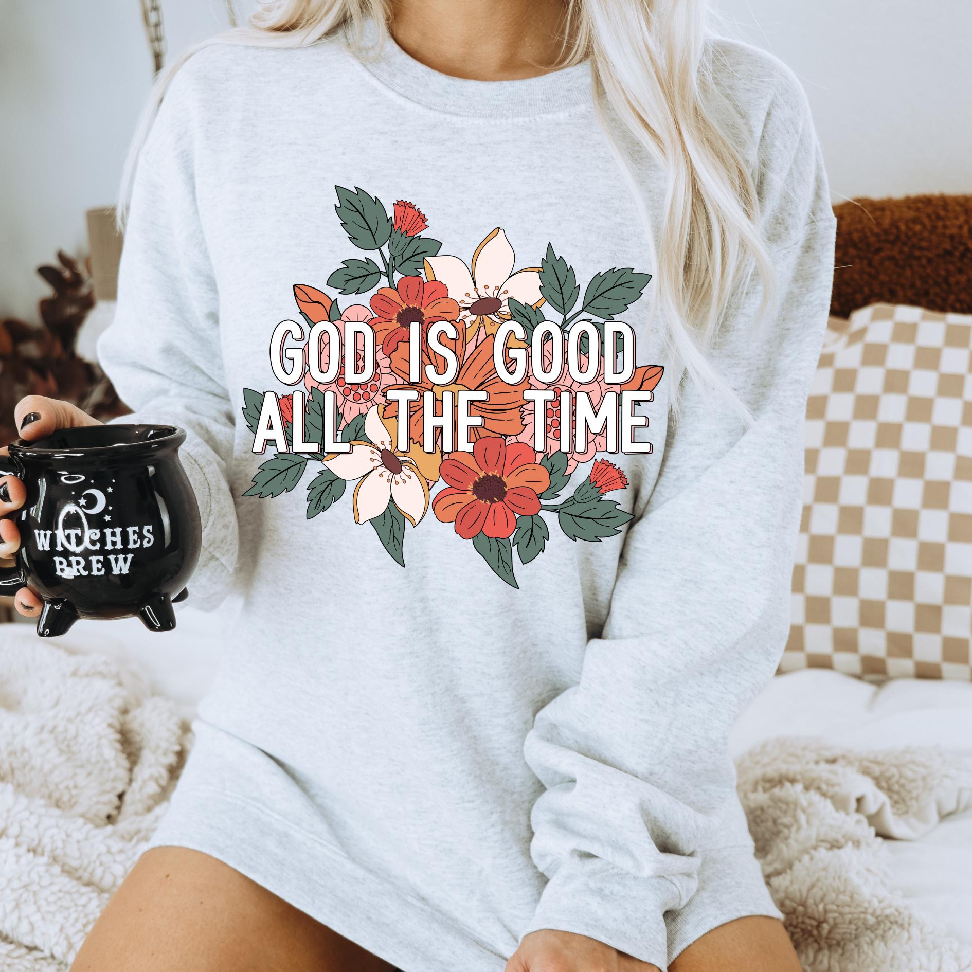 God Is Good Floral Sweatshirt | Christian Crewneck Cristian Sweatshirt God Sweatshirt Christian Streetwear Preppy Stuff Fall Crewneck