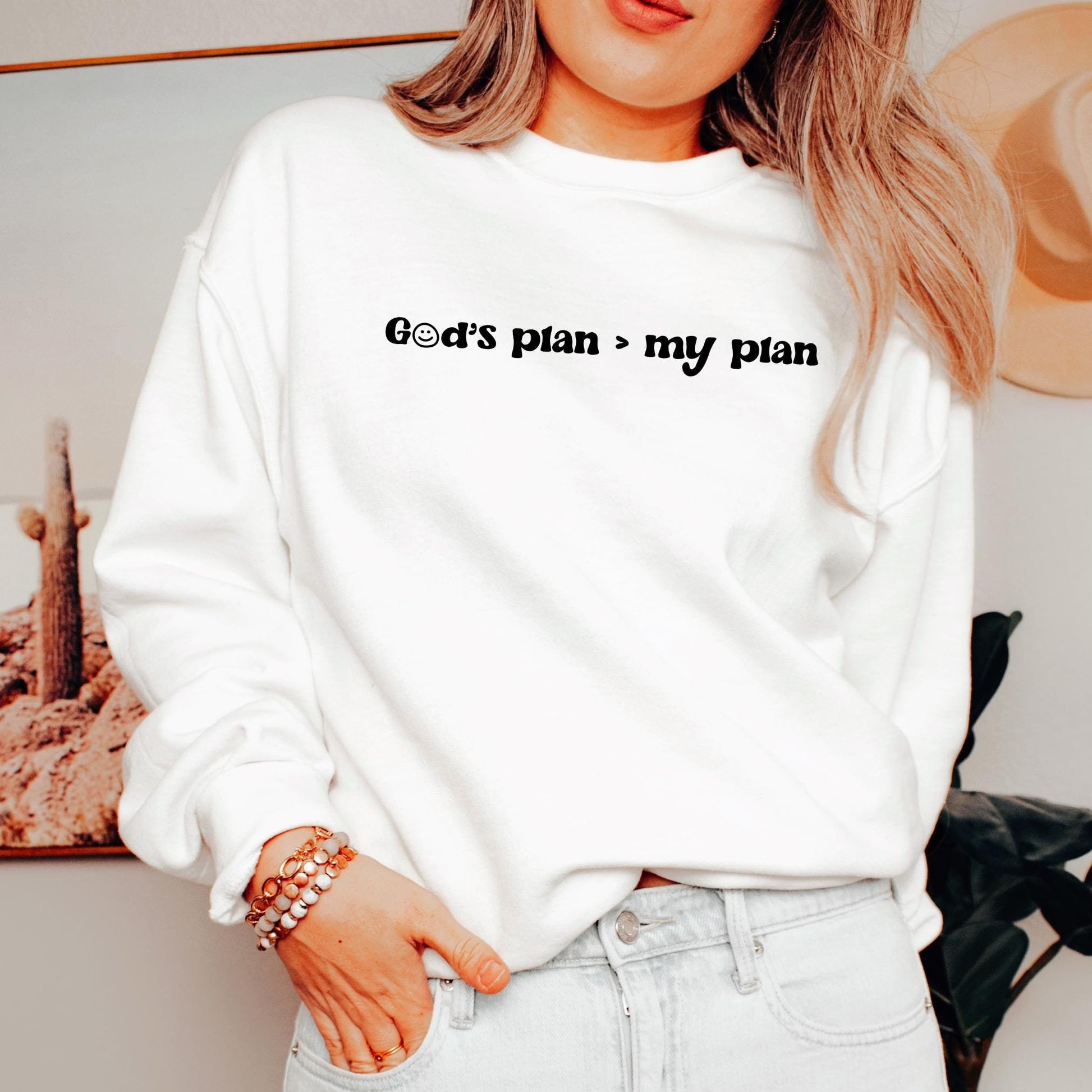 God's Plan Sweatshirt | Minimalist Christian Crewneck Sweatshirt God Sweatshirt Christian Streetwear Preppy Stuff Fall Crewneck