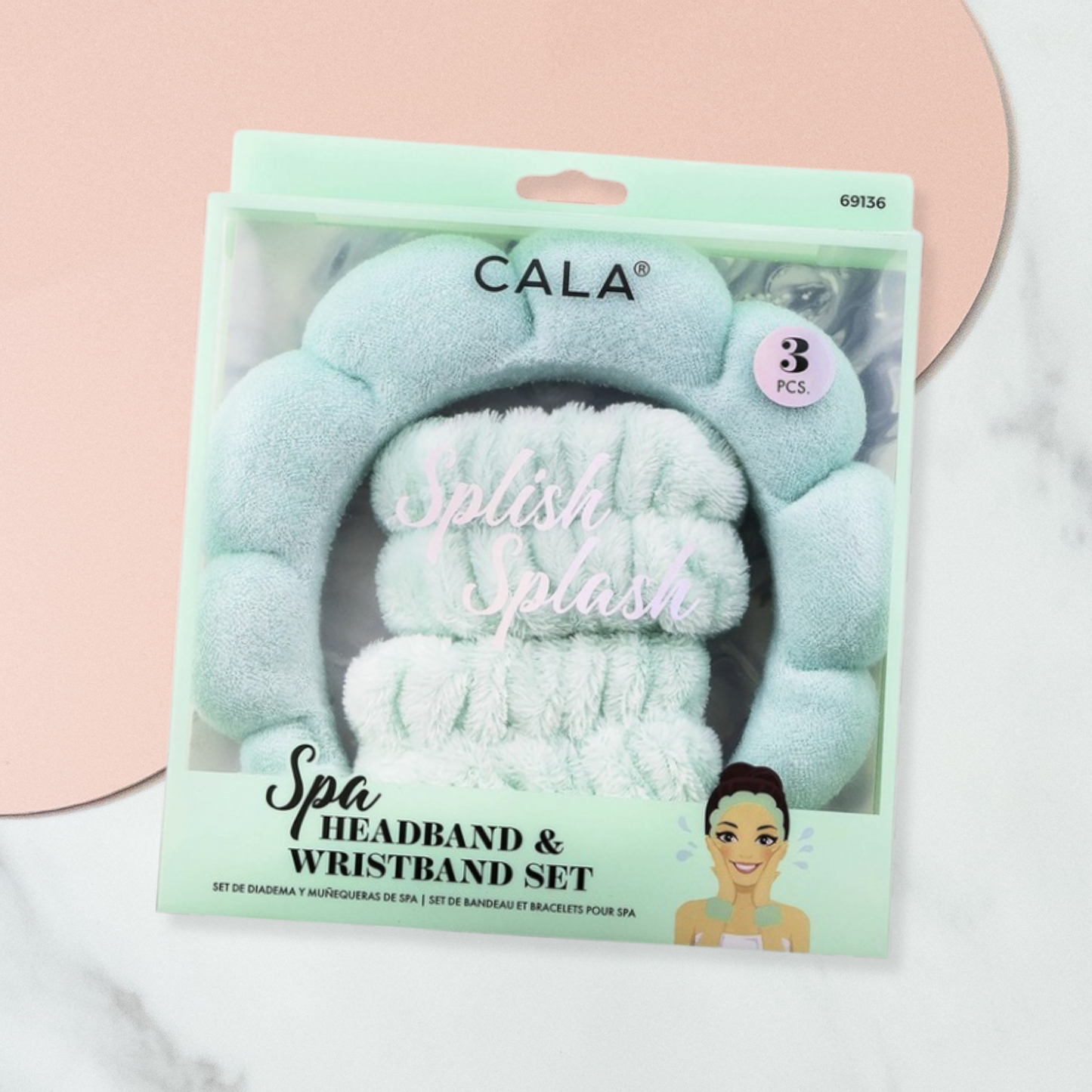 CALA Mint Spa Headband & Wristband Set